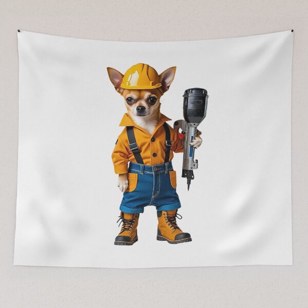 Item preview, Construction Chihuahua – Funny Dog Dressed as a Builder with Power Tools designed and sold by Fredster1966.