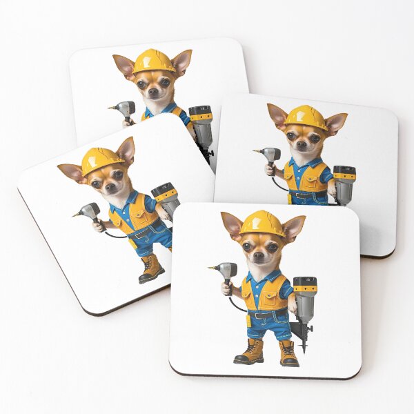 Item preview, Construction Worker Chihuahua – Funny Dog Dressed as a Builder with Power Tools designed and sold by Fredster1966.