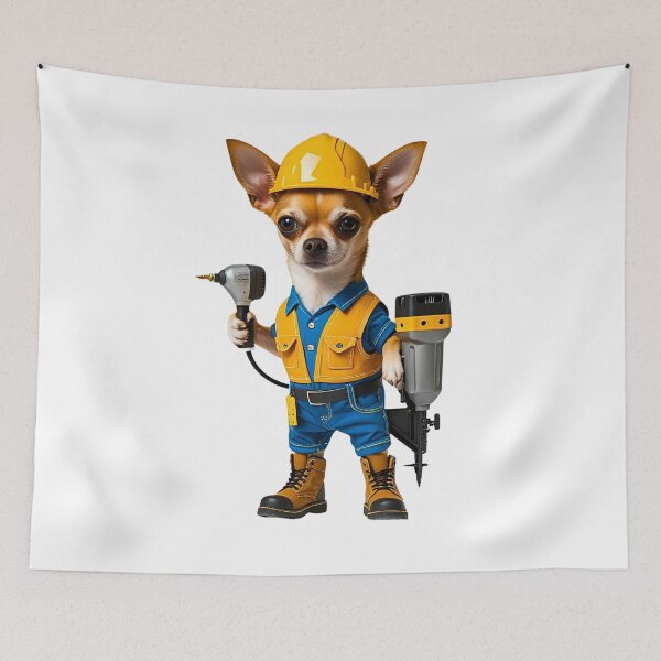 Item preview, Construction Worker Chihuahua – Funny Dog Dressed as a Builder with Power Tools designed and sold by Fredster1966.