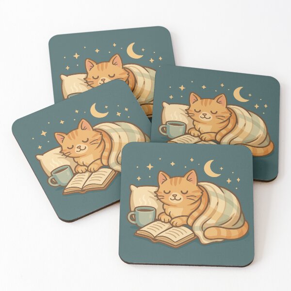 Item preview, Cozy Cat Napcore – Snuggly Cat with Coffee & Blanket designed and sold by Cuckoo Parrot.