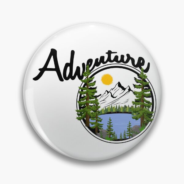 Item preview, Adventure mountains hiking with lake trees mountain and sun designed and sold by Krazy4Keepsakes.