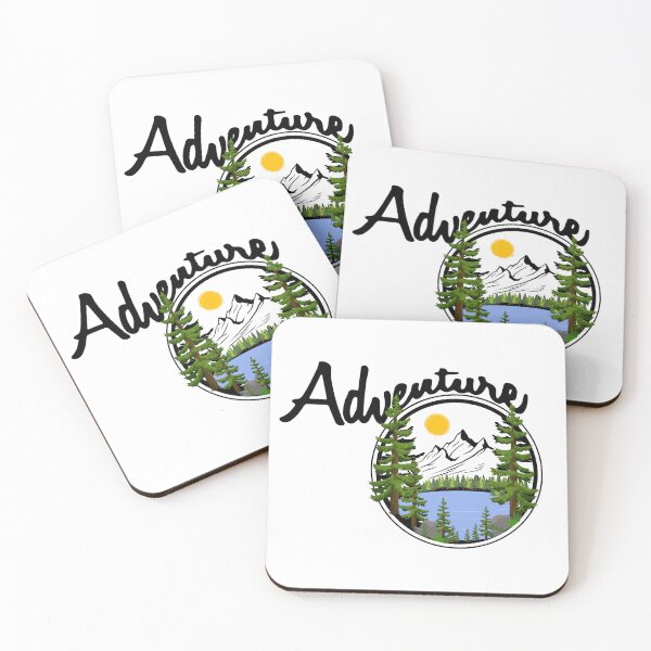 Item preview, Adventure mountains hiking with lake trees mountain and sun designed and sold by Krazy4Keepsakes.