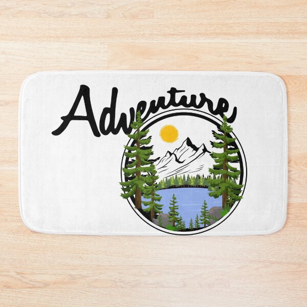 Item preview, Adventure mountains hiking with lake trees mountain and sun designed and sold by Krazy4Keepsakes.