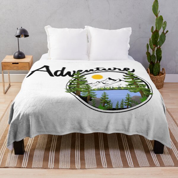 Item preview, Adventure mountains hiking with lake trees mountain and sun designed and sold by Krazy4Keepsakes.