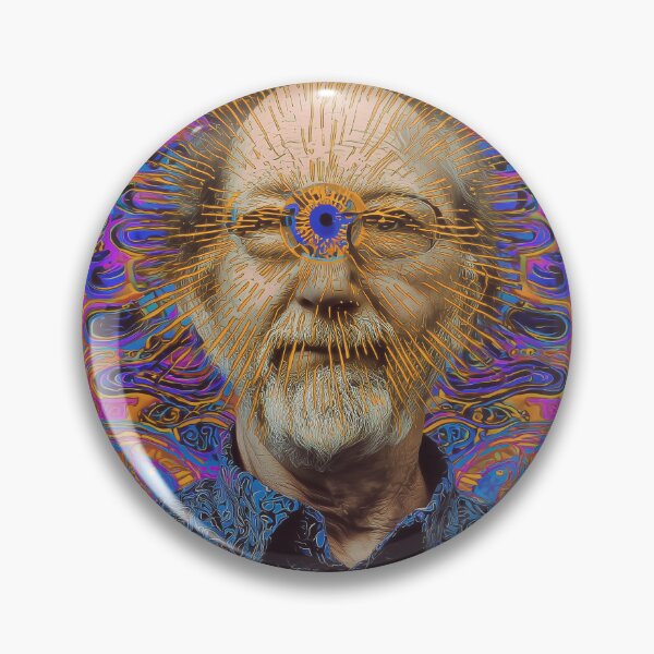 Item preview, Psychedelic All-Seeing Dennis McKenna – Visionary Surreal Portrait designed and sold by Mystikos Art.