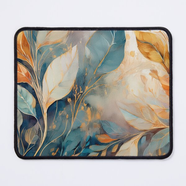 Item preview, Dusty blue and burnt orange, Neutral VINTAGE leaves, boho beige wildflower watercolour garden, neutral orange and green alcohol ink effect, green leafy floral spring painting designed and sold by navitalidesign.