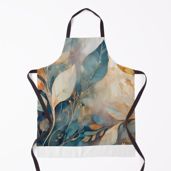 Item preview, Dusty blue and burnt orange, Neutral VINTAGE leaves, boho beige wildflower watercolour garden, neutral orange and green alcohol ink effect, green leafy floral spring painting designed and sold by navitalidesign.