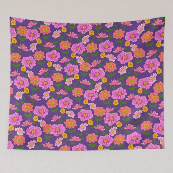 Item preview, Cottage Core Bright Floral on Dark Cobalt Jumbo designed and sold by springstdesign.