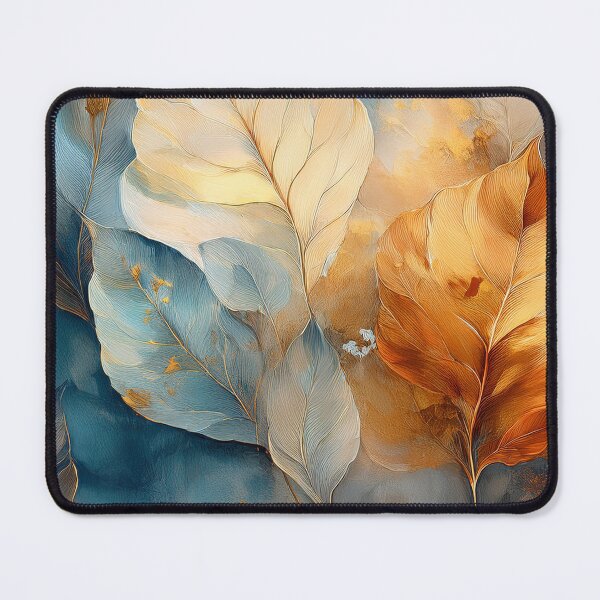 Item preview, Dusty blue and burnt orange 3, Neutral VINTAGE autumn leaves, boho beige wildflower watercolour garden, neutral orange and green alcohol ink effect, green leafy floral spring painting designed and sold by navitalidesign.