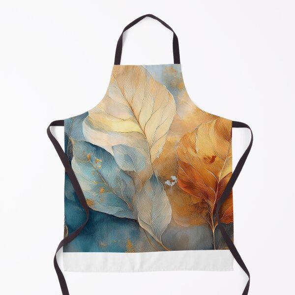 Item preview, Dusty blue and burnt orange 3, Neutral VINTAGE autumn leaves, boho beige wildflower watercolour garden, neutral orange and green alcohol ink effect, green leafy floral spring painting designed and sold by navitalidesign.