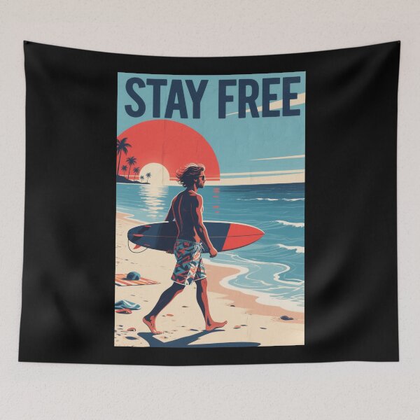 Item preview, Stay Free – Retro Surfer in Hope Art Style designed and sold by HoopeStylee.