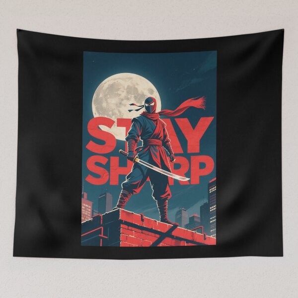 Item preview, Stay Sharp – Retro Ninja in Hope-Style Urban Scene designed and sold by HoopeStylee.