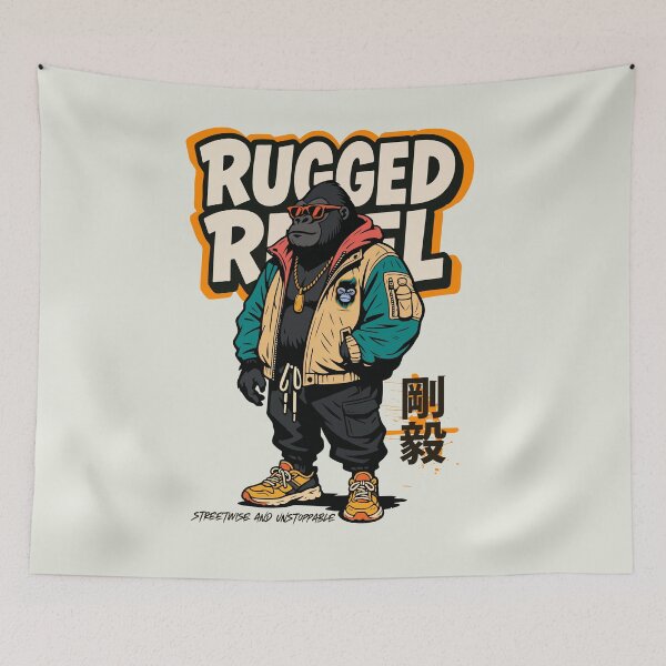Aperçu de l'œuvre Rugged Monkey : art urbain de rue créée et vendue par IAPICTURE.