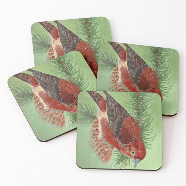 Item preview, Red crossbill in coniferous forest designed and sold by PinturasCristi.
