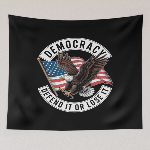 Item preview, Democracy Defend It Or Lose It bald eagle USA flag patriot designed and sold by MAKOPOKOShop.