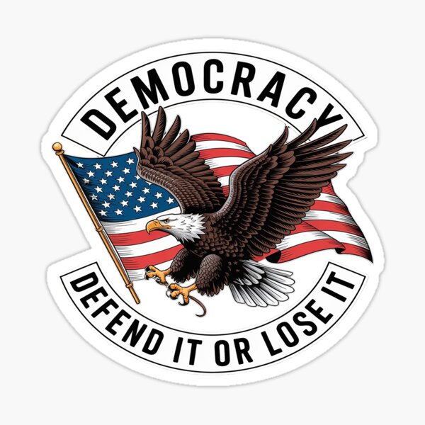 Artikel-Vorschau von Demokratie Verteidige es oder verliere es Weißkopfseeadler USA Flagge Patriot, designt und verkauft von MAKOPOKOShop.