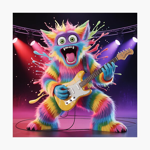 Item preview, Rainbow Rock Monster | Furry Guitar Hero Beast designed and sold by NovaProArt.