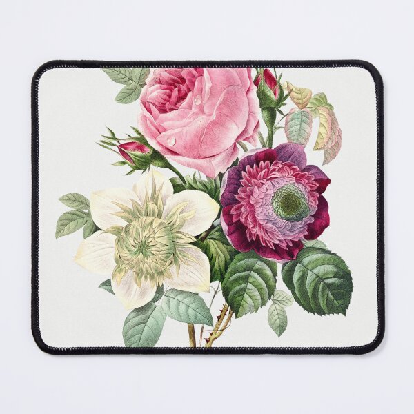 Item preview, Anemone and Pink Cabbage Rose by Pierre-Joseph Redouté designed and sold by PureVintageLove.