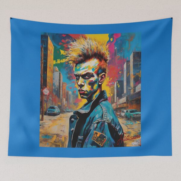 Item preview, "Rebellious Punk Spirit: Vibrant Urban Portrait" designed and sold by Artisticanvas.