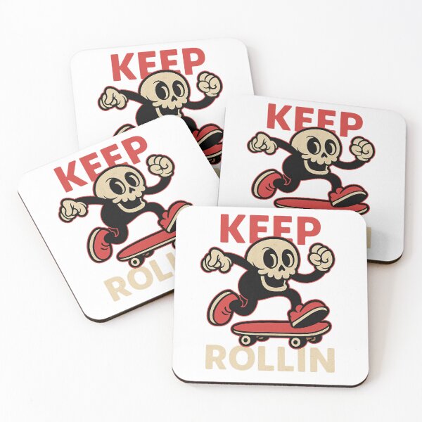 Item preview, Keep Rollin Skeleton – Retro Skater Skull Design designed and sold by mikoscha.