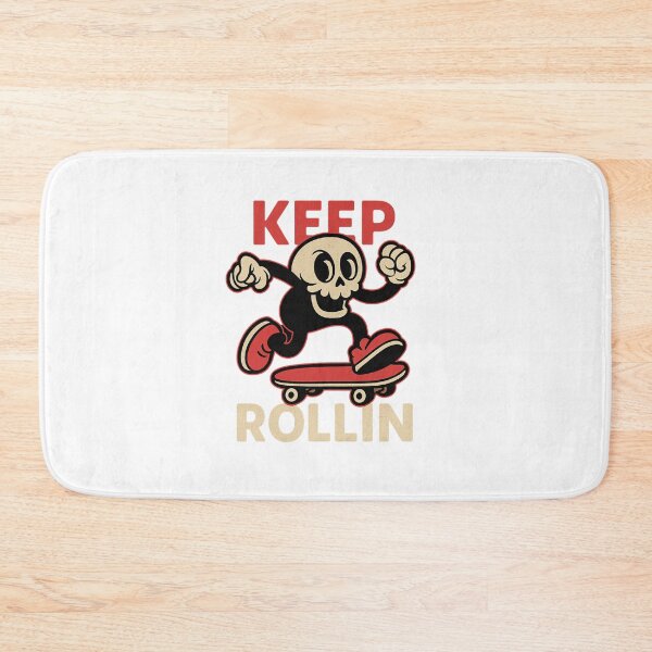 Item preview, Keep Rollin Skeleton – Retro Skater Skull Design designed and sold by mikoscha.