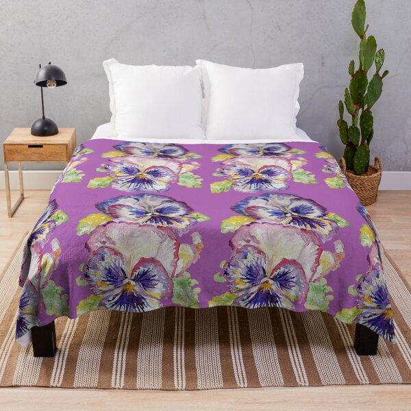 Item preview, Pansy Watercolor Purple Flower Pattern on dark Magenta Pink designed and sold by Sarah Rajkotwala.