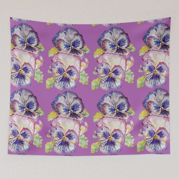 Item preview, Pansy Watercolor Purple Flower Pattern on dark Magenta Pink designed and sold by Sarah  Rajkotwala.