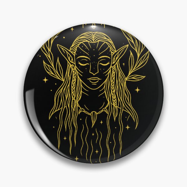 Item preview, Golden Na’vi Spirit Line Art Portrait designed and sold by mapofthepandora.