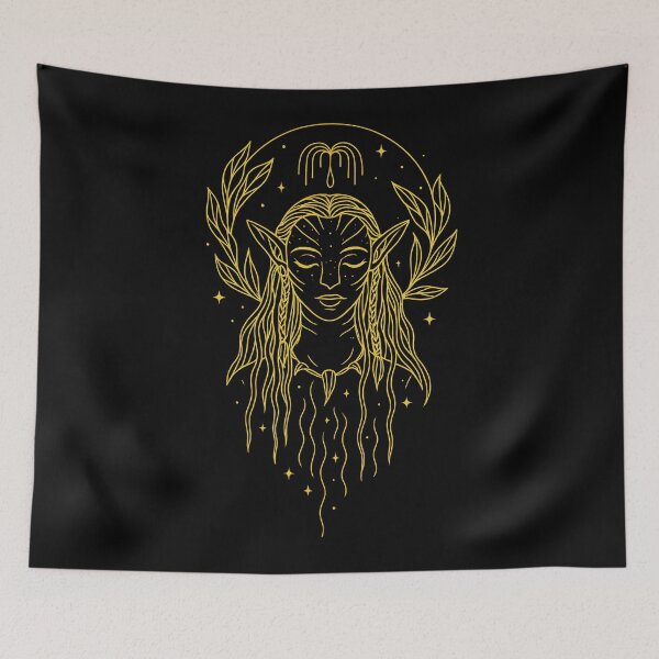 Item preview, Golden Na’vi Spirit Line Art Portrait designed and sold by mapofthepandora.