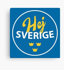 Hej Sverige, Sweden, circle, blue bg Canvas Print