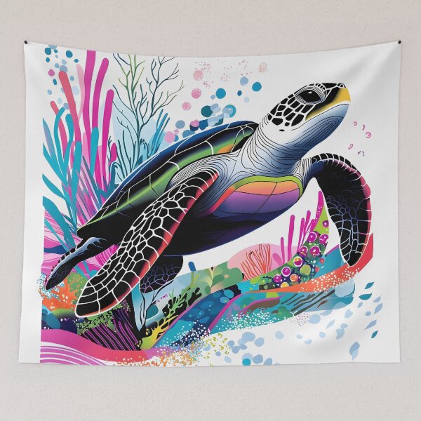 Item preview, beautiful, majestic colorful sea turtle designed and sold by dcrc.