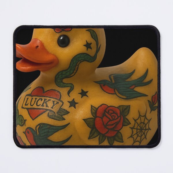 Item preview, Tattooed Rubber Ducky – Traditional Ink Meets Bathtime Icon designed and sold by TrashCultSupply.
