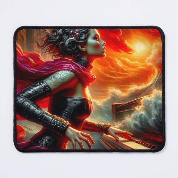 Item preview, "Tsunami Pianist - Fiery Ocean Fantasy Art" designed and sold by Ghost Archer Illusions.