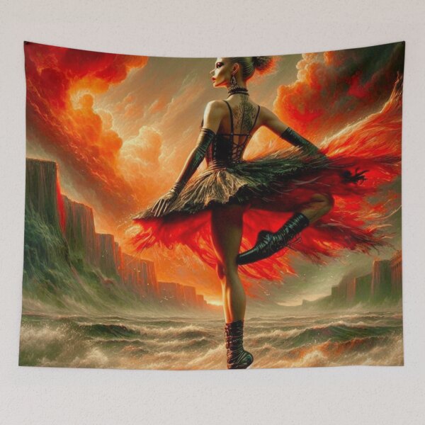 Item preview, "Storm Dancer - Fiery Ocean Ballet Art" designed and sold by Ghost Archer Illusions.