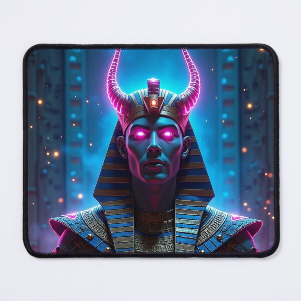 Item preview, Retrofuturistic Pharaoh with Neon Lights – Egyptian Steampunk Art designed and sold by VidyoeDesigns67.