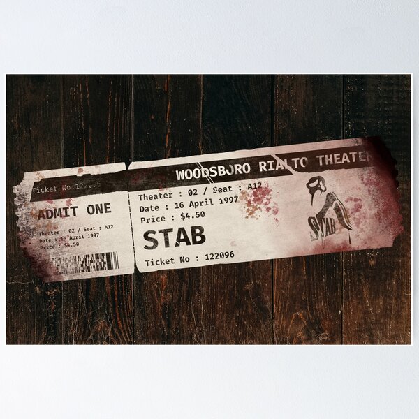 Item preview, Scream "Stab" Movie Ticket designed and sold by SaveTheScraps.