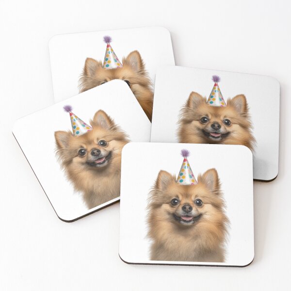 Item preview, Cute Pomeranian dog with Party Hat Birthday Celebration designed and sold by LazyOwlStore.