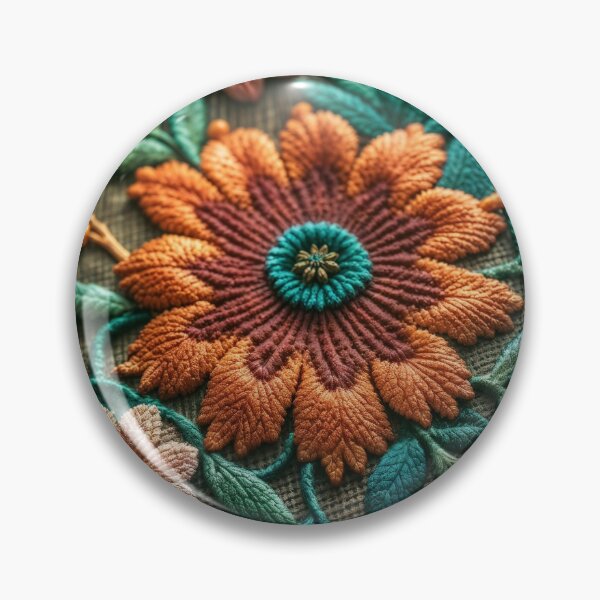 Item preview, Embroidered flowers, embroidery flower fabric designed and sold by patterncrow.