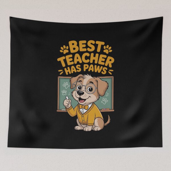 Item preview, Best Teacher Has Paws – Cute Cartoon Dog in Glasses and Yellow Sweater designed and sold by ArtFeverShop.