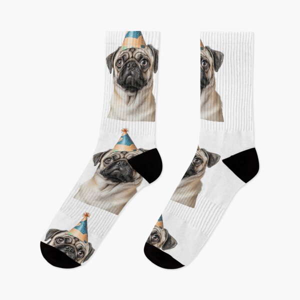 Item preview, Cute Pug dog with Party Hat Birthday Celebration designed and sold by LazyOwlStore.
