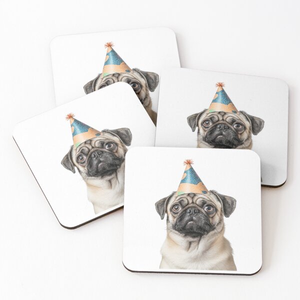 Item preview, Cute Pug dog with Party Hat Birthday Celebration designed and sold by LazyOwlStore.