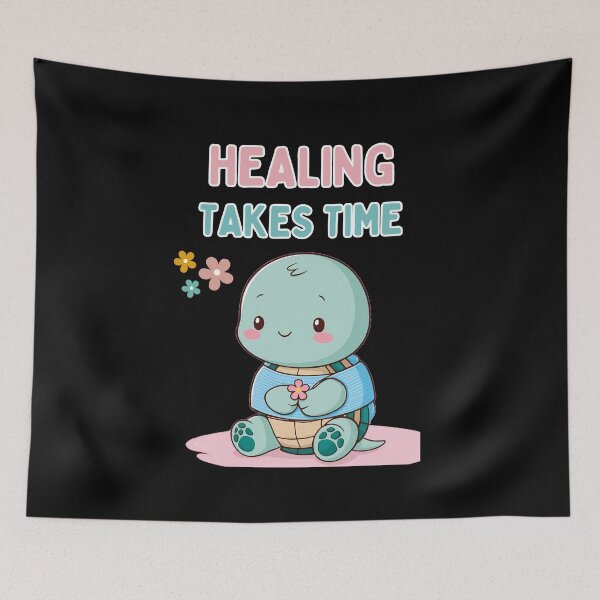 Item preview, Healing Takes Time – Cute Turtle Mental Health and Self-Care Design designed and sold by ArtFeverShop.