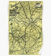 Aussie Map. Bendigo-Daylesford 1950s District Poster