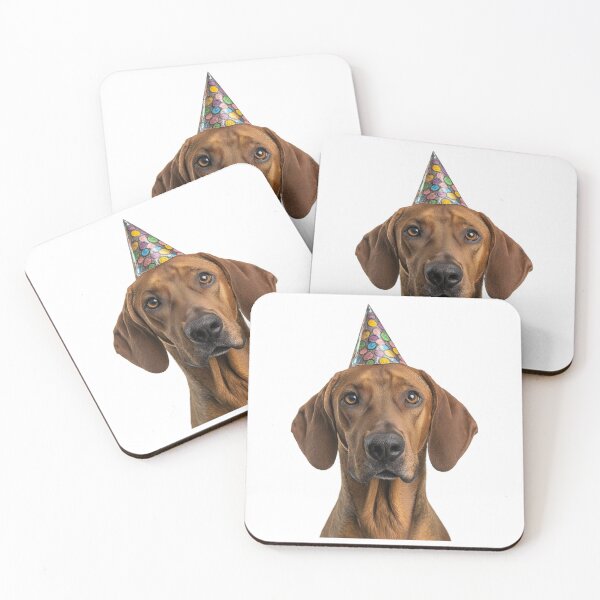 Item preview, Cute Redbone Coonhound dog with Party Hat Birthday Celebration designed and sold by LazyOwlStore.