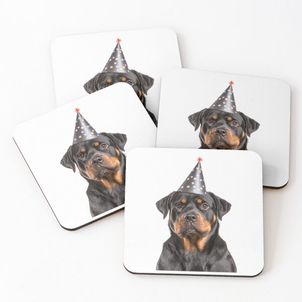 Item preview, Cute Rottweiler dog with Party Hat Birthday Celebration designed and sold by LazyOwlStore.