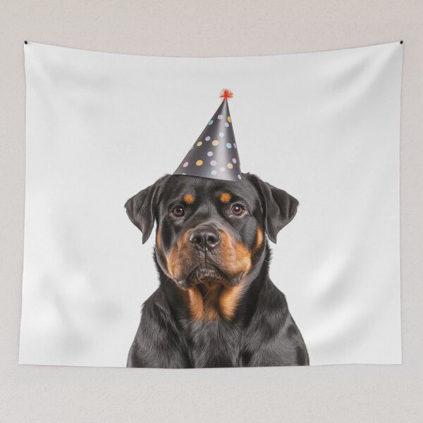 Item preview, Cute Rottweiler dog with Party Hat Birthday Celebration designed and sold by LazyOwlStore.