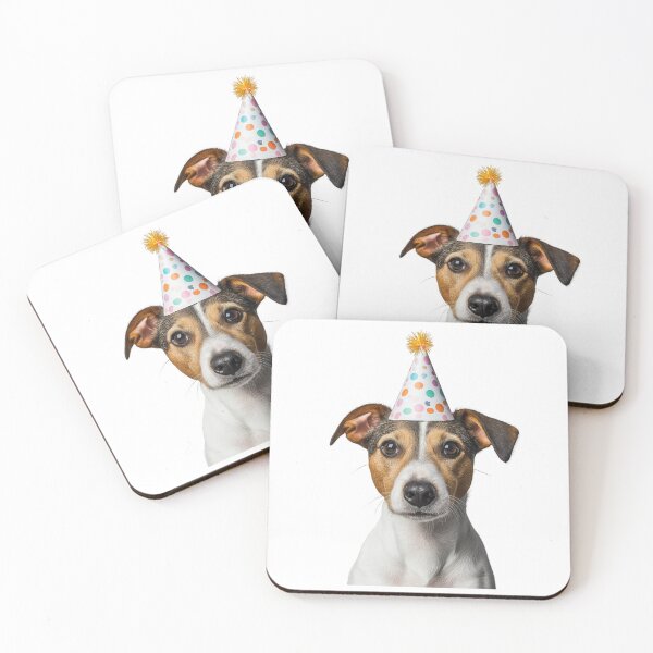 Item preview, Cute Russell Terrier dog with Party Hat Birthday Celebration designed and sold by LazyOwlStore.