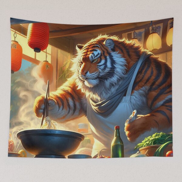 Item preview, Plus Sized Tiger Cooking Ramen designed and sold by nikkolaus.