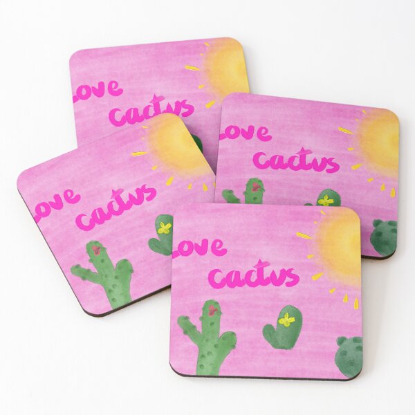 Item preview, Watercolor painting of a cactus on a pink background designed and sold by nongsao4.