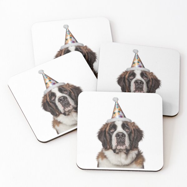 Item preview, Cute Saint Bernard dog with Party Hat Birthday Celebration designed and sold by LazyOwlStore.